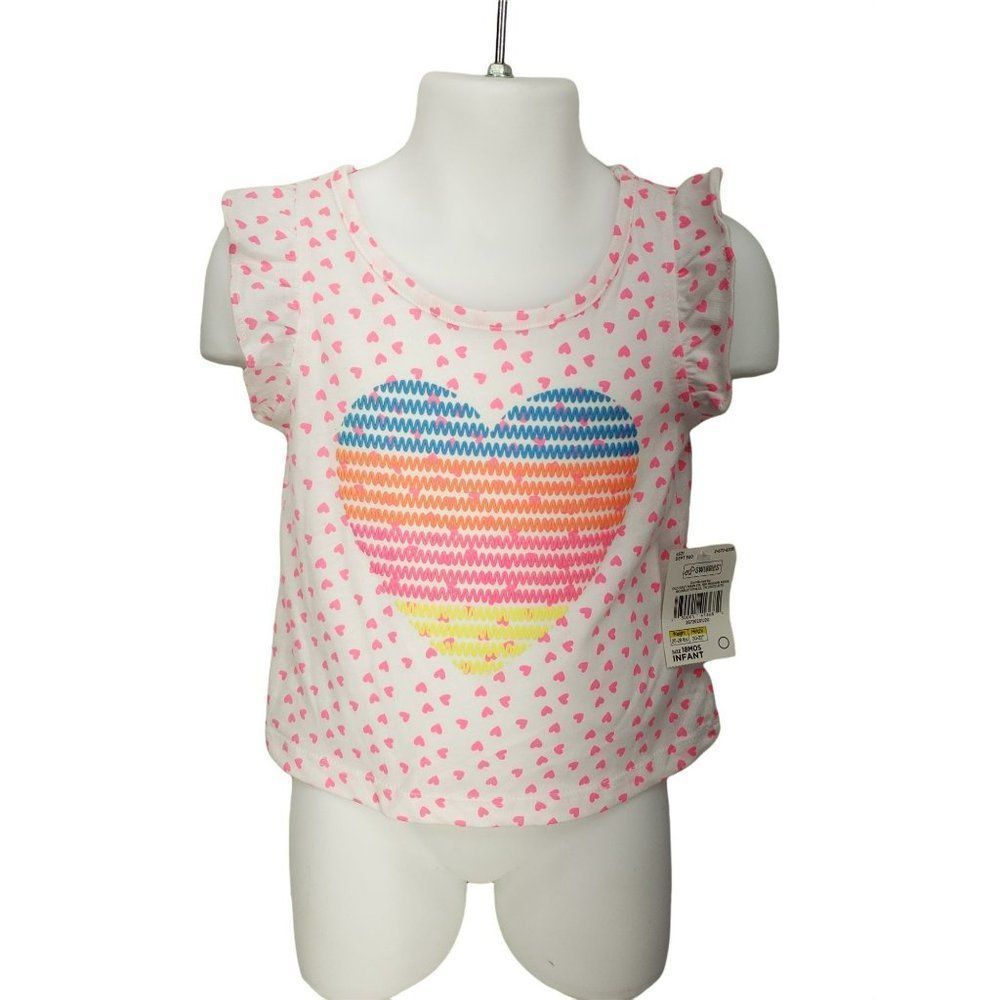 Swiggles White Heart Polka‎ dot sleeveless 12 months blouse raised puff heart